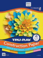 Tru-Ray Heavyweight Construction Paper, Hot Assorted Colors, 50 Sheets & - Image 2