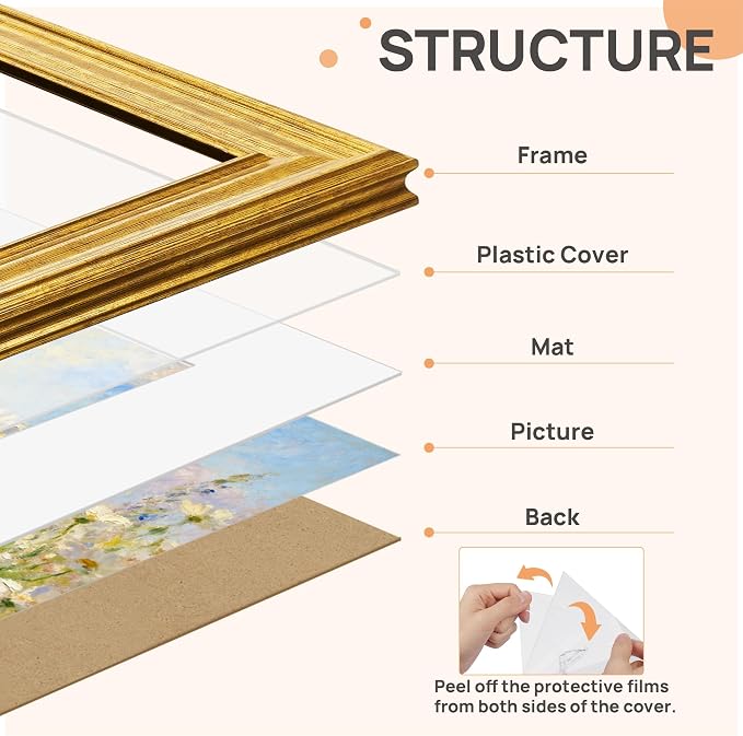 upsimples 8x8 Picture Frame, Vintage Frames Decor, Wall or Tabletop Display - Image 3
