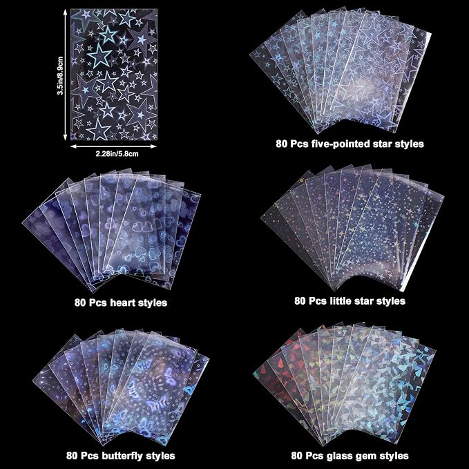 400 Pcs Kpop Photocard Sleeves Holder 58 x 89 mm, Laser Flash Card Covers | - Image 2