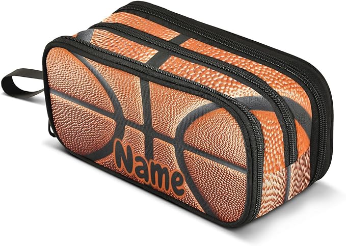 Custom Basketball Ball Skin Pencil Case Box Boys Girls Personalized Name Large by BOENLE-WELCOMEYOURCOMING