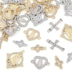 Cheriswelry 40pcs Virgin Cross Rhinestone Connector Charms Heart Oval Cross by Cheriswelry