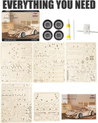 3D Wooden Puzzles for Adults Roadster, Mechanical Wood Sport Car Model Kits for - Image 6