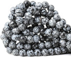 35PCS 10mm Natural Black Snowflake Obsidian Gemstone Round Loose Beads Stone by CHEAVIAN