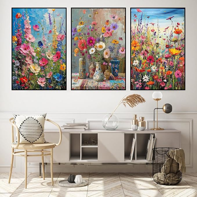 3 Pack Floral Framed Paint by Numbers - Image 2