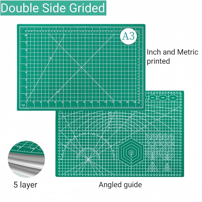 45mm Rotary Cutter and Mat Set, Fabric Cutter Wheel and 12x18 Inch Self Healing - Image 3