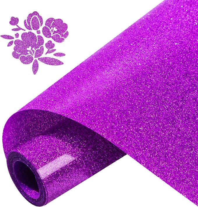 Glitter Heat Transfer Vinyl Rolls 12" x 5FT Dark Purple by Unknown