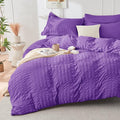 HYMOKEGE Dark Purple Duvet Cover King Size, Ultra Soft 3-Piece Seersucker Duvet by HYMOKEGE