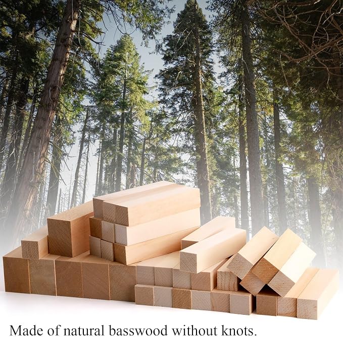 Tosnail 36 Pieces Basswood Carving Blocks, 3.9 x 1.6 x 1.2 Inch and 3.9 x 0.8 x - Image 4