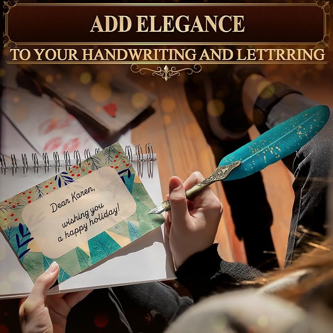 Feather Quill Pen and Ink Set – Stainless Steel Dip Pen Writing Quill and Ink - Image 6