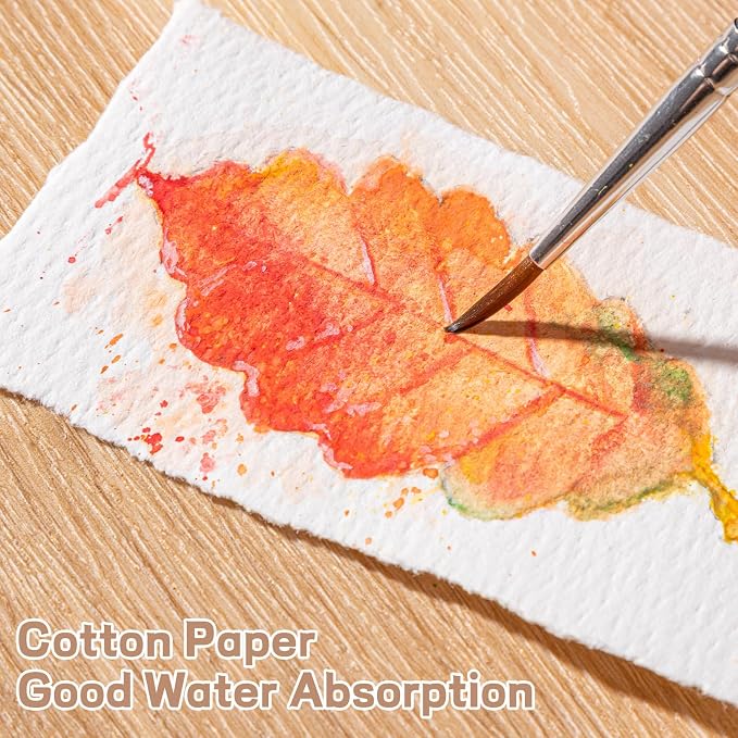 Prudiut 50 Sheets Cotton Watercolor Paper, 300 GSM, 2 x 3.5 inch Deckled Edge - Image 4