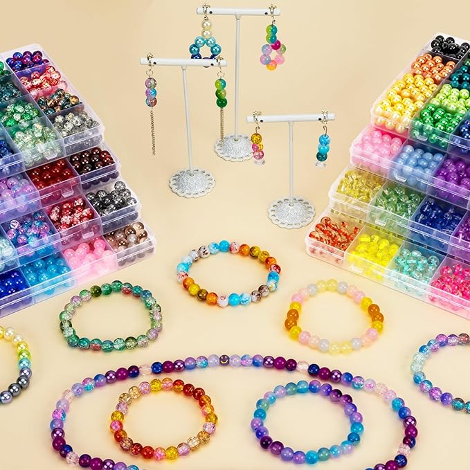 XSEINO 192 Colors 4800pcs 8mm Dream Candy Colorful Series Glass Beads Bracelet - Image 7