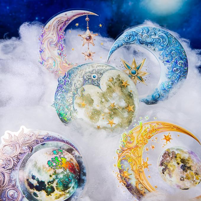 Yoksas 36Pcs Large Holographic Fantasy Moon Stickers - Image 3