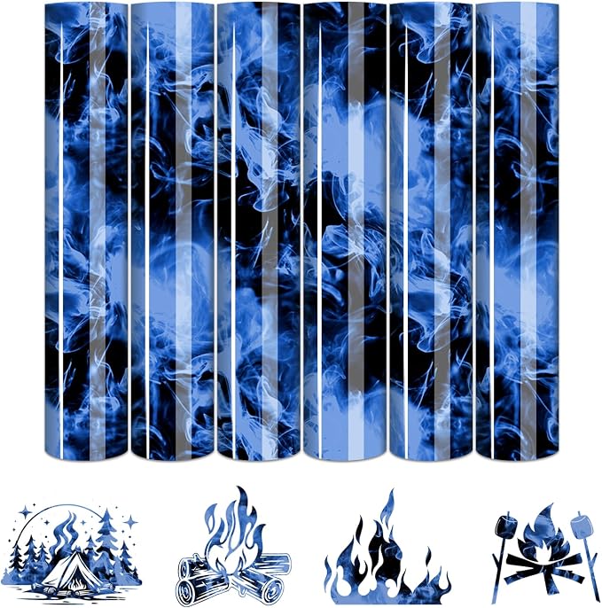 Tintnut Black Blue Flame Heat Transfer Vinyl, stretch washable, suitable by Tintnut
