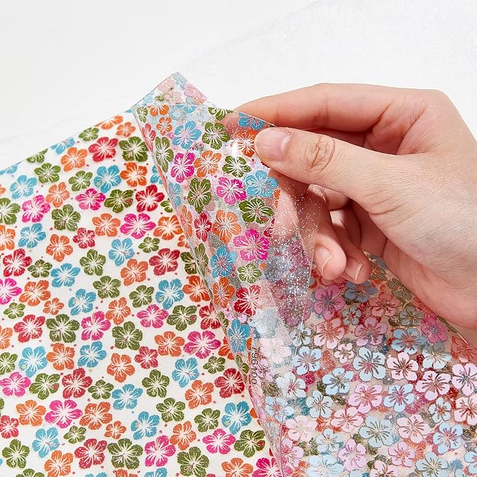 Flower Printed TPU Jelly Faux Leather Fabrics, 11.8 x 47.2 Inch Clear TPU Vinyl - Image 4