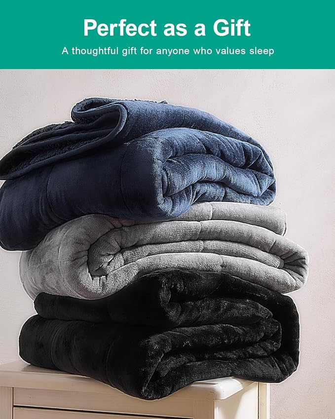 Super Fuzzy Soft Sherpa Fleece Weighted Blanket, 15 lbs Dual Sided Fluffy Heavy - Image 5