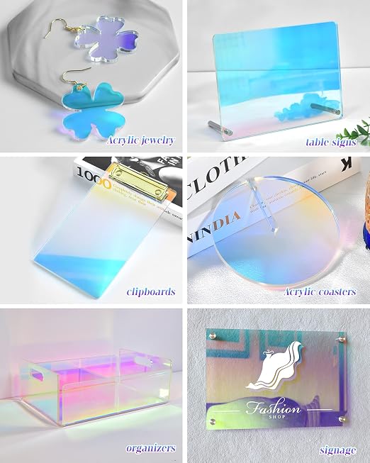 5 Pack Iridescent Acrylic Sheets Translucent Plexiglass Sheet Colored Plastic - Image 3