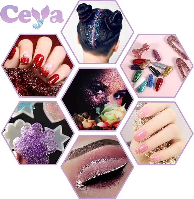 Ceya 3.8oz/ 110g Holographic Ultra Fine Glitter Powder Laser Cyan Glitter - Image 5
