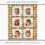 Patchwork Honey Jar Cotton Fabric Panel – 6 Designs + Bonus Sheet 29.5×19.6 inch - Image 6