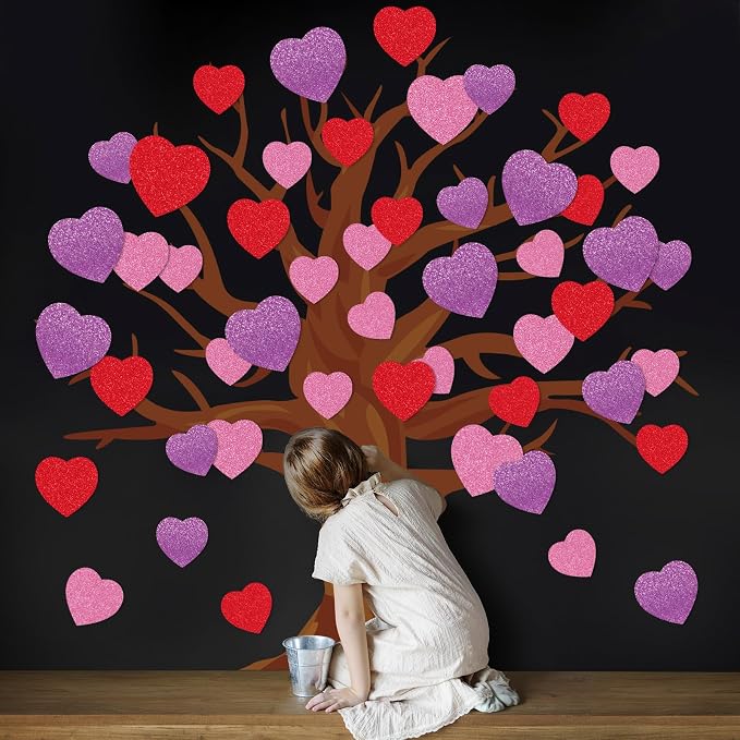 JarThenaAMCS 45Pcs Valentine's Day Glitter Heart Paper Cut-Outs - Image 4