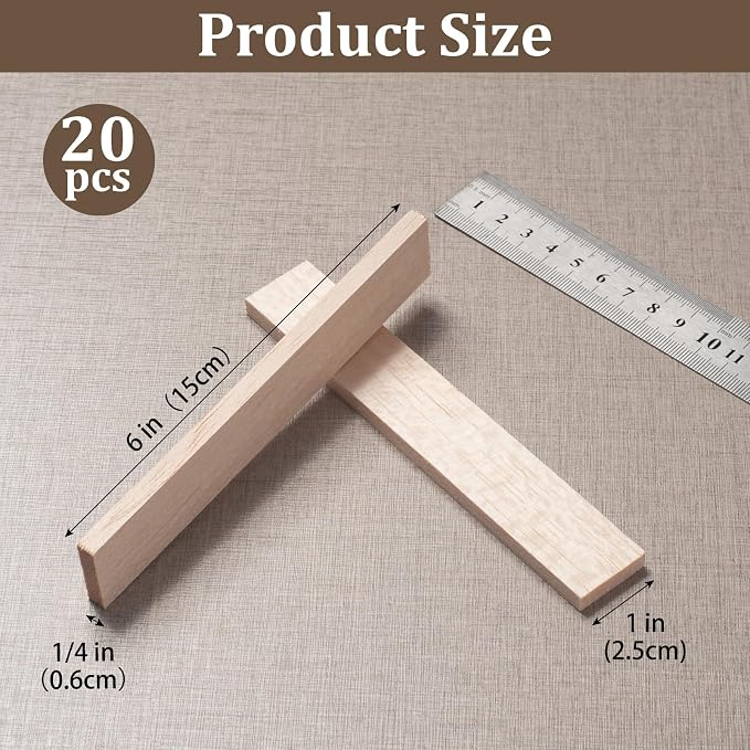 Balsa Wood Sticks, Balsa Wood Strips Planks 1/4" × 1" × 6", Flat Wooden Slats - Image 3