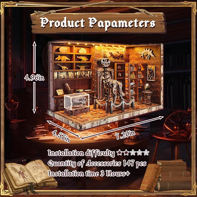 3D Wooden Puzzles for Adults, DIY Miniature Dollhouse, Book Nook Kit, Built-in - Image 2