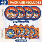 48Pcs Dart War Paper Plates and Napkins Dart War Party Decorations Blue and - Image 2