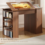 Drafting Table with Storage Cabinet & Drawers, Adjustable Drawing Table with - Image 5