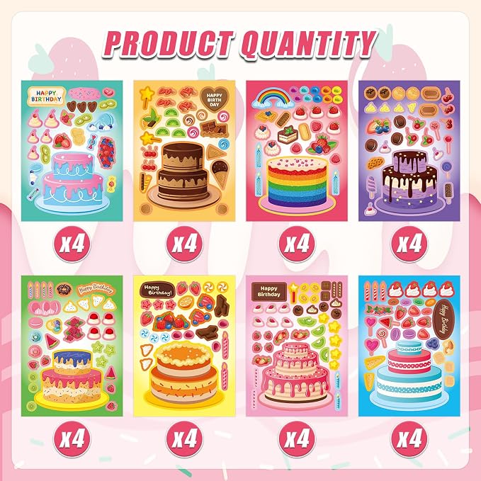 32 Sheets Create Cake of Dreams Stickers, Make Your Own Cake Stickers - Image 2