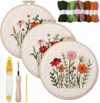 Lyksgir 3 Sets Punch Needle Kits, Flowers Punch Embroidery Kits | DIY Easy by Unknown