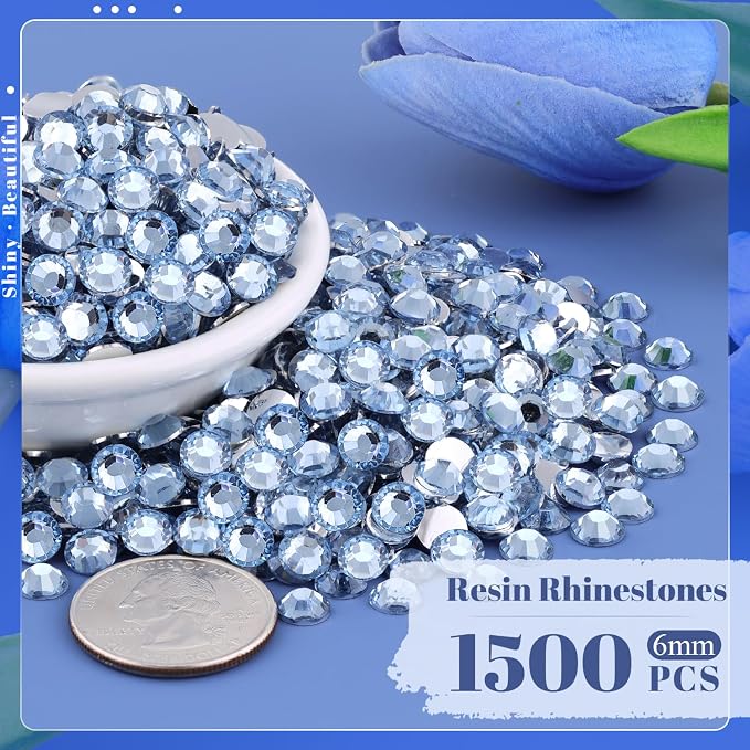 1500PCS 6mm Resin Rhinestones in Bulk, Bedazzling Flatback Crystals Rhinestones - Image 2