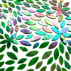 120 Pcs Iridescent Green Floral Mosaic Tiles, Hand Cut Stained Glass Petals - Image 3