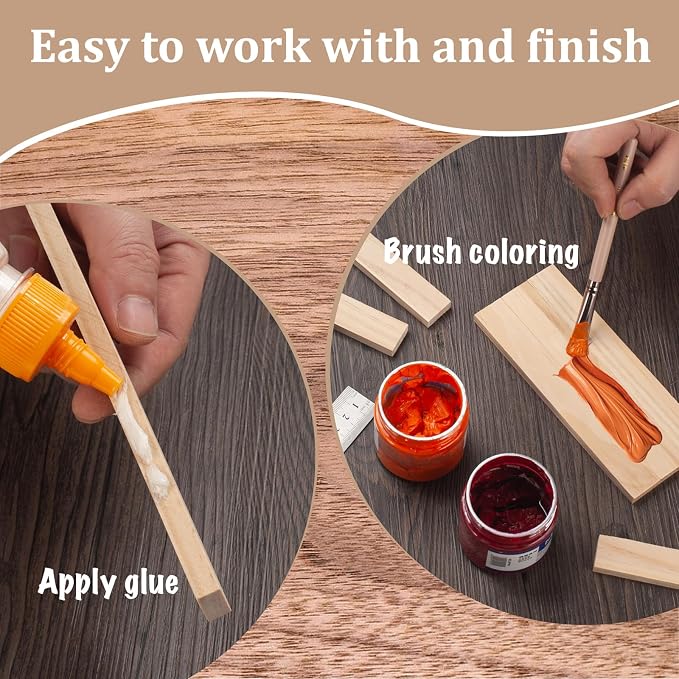 Wood Strips Slats for Wall, Wooden Sticks for Crafts 1/4" ×1.5" × 15", - Image 4