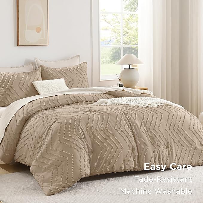 Andency Taupe Twin/Twin XL Comforter Set, Twin Bed Comforter - Image 3