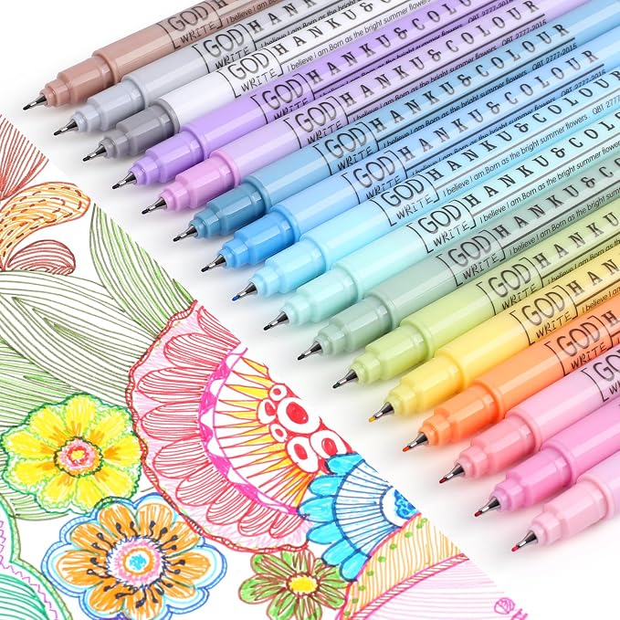 HANKU 0.38mm Fine Point Pen, 16 Colored Fineliner Bible Pens No Bleed Through by HANKU-Allaboutcolors