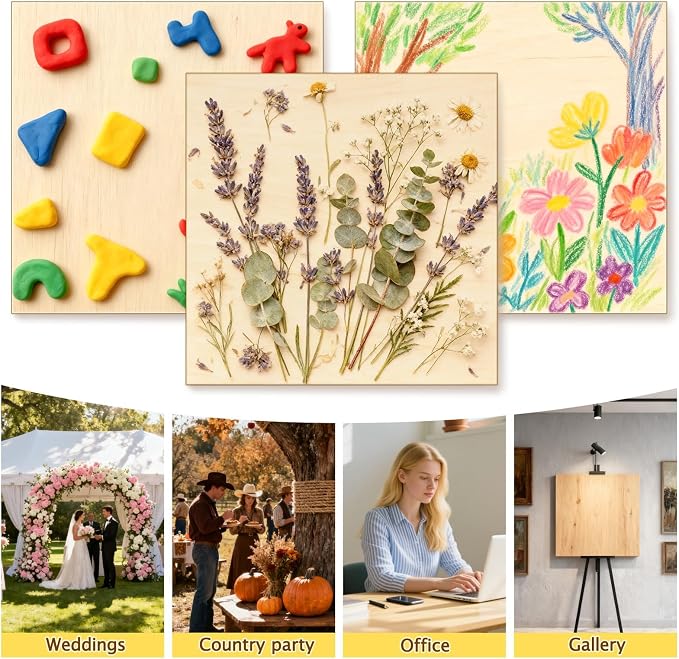 FSWCCK 5 Pack 12 x 12 inch Wood Panel Boards, Unfinished Wood Canvas Wooden - Image 5