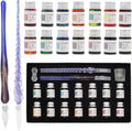AXEARTE Glass Dip Calligraphy Pen Set, 18-Pieces 14 Color Inks, Pen Holder by AXEARTE