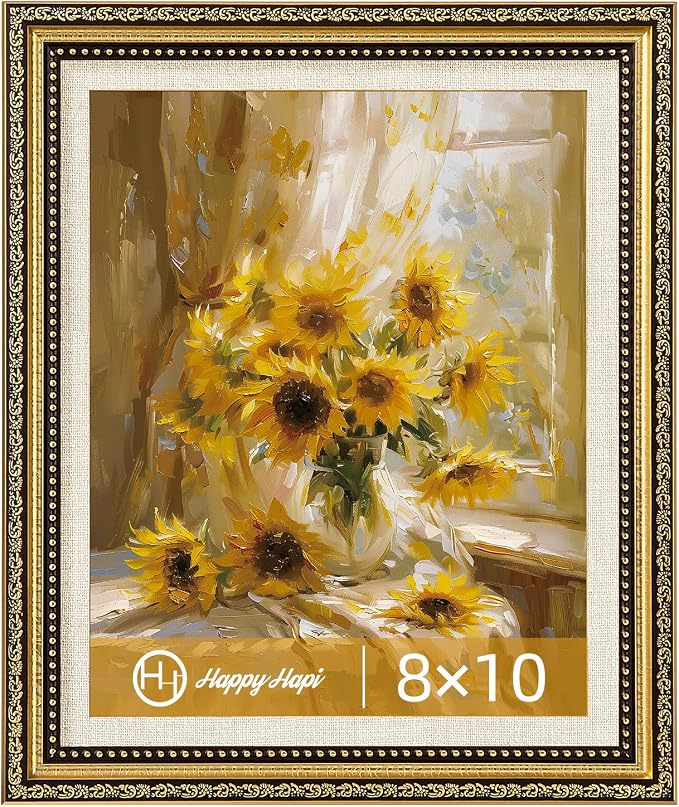 HappyHapi 8x10 Picture Frame Gold, Vintage Frames, 1 Pack | Vintage Picture by Happyhapi