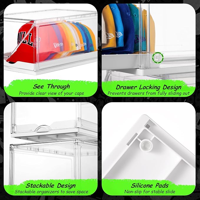 Vtopmart 4 Pack Hat Organizer for Baseball Caps, Large Cap Storage - Image 7