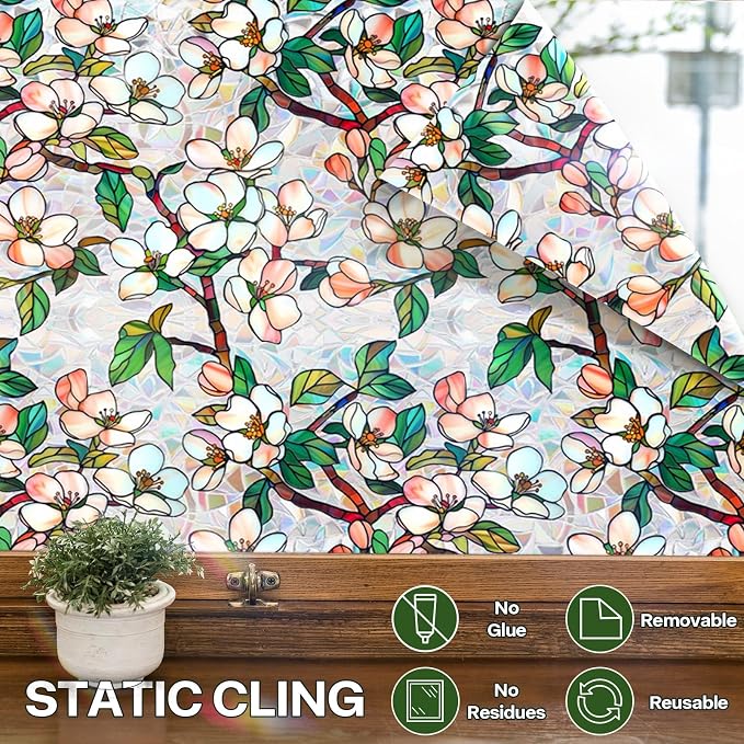 Stained Glass Window Film UV Resistant Window Privacy Film Petal Privacy - Image 6