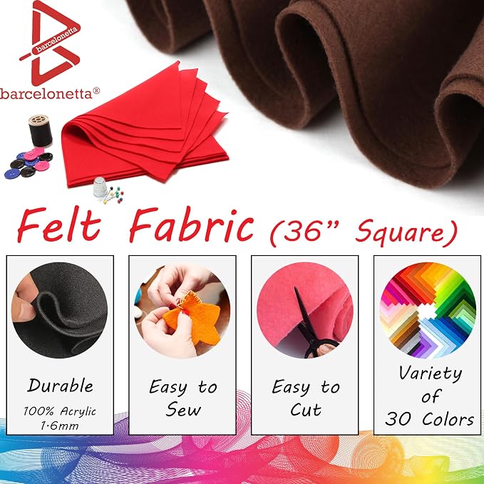 Barcelonetta | Felt Fabric | 36"X 36"Square | 1.6mm Thick | Acrylic & Soft | - Image 2