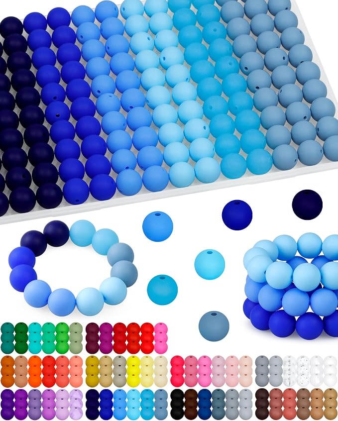 FIVEIZERO 160PCS 15mm Round Silicone Beads, Wear-resistant, Easy-clean by FIVEIZERO