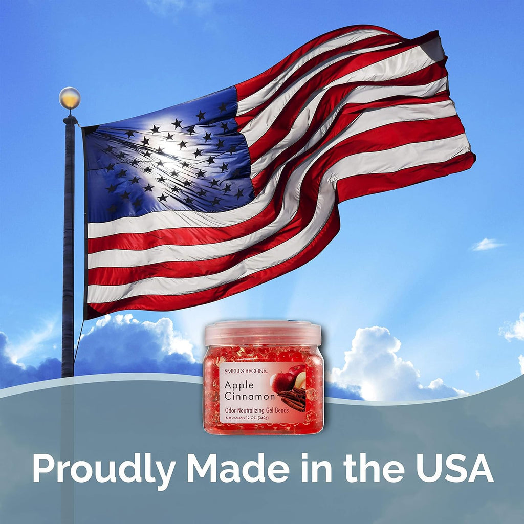 SMELLS BEGONE Odor Eliminator Gel Beads - 12 oz, Pack of 2 - Eliminates Odor in Bathrooms, Cars, Boats, RVs & Pet Areas - Air Freshener - Made with Essential Oils - Apple Cinnamon Scent