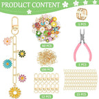 AUGSUN 189Pcs Flower Keychain Making Kit Floral DIY Keychain Craft | Colorful - Image 2