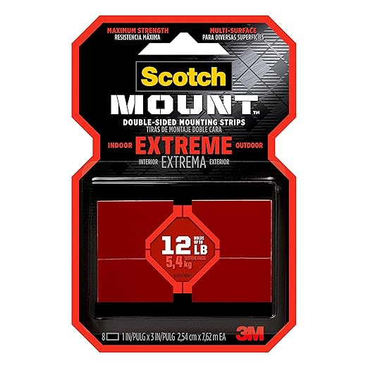 Scotch Extreme Mounting Strips, Double-Sided Heavy Duty Tape, 8 Strips by Unknown