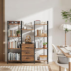AFLUI Triple Bookshelf with 3 Fabric Drawers, 4-Tier Book Shelf and 10 Display - Image 8