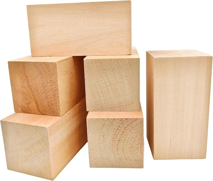 6Pcs Unfinished Basswood Blocks-2x2x4 Inch Rectangular Linden Wood Blocks - Image 3