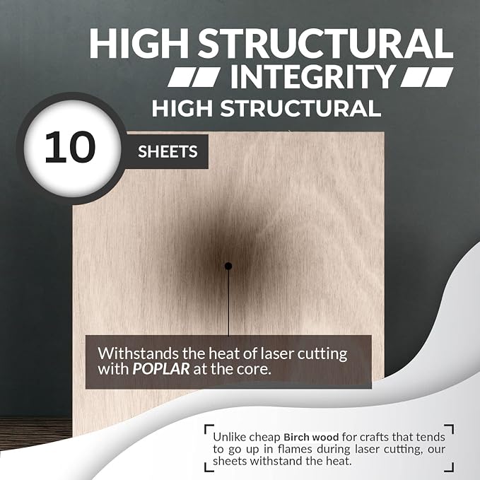 Baltic Birch Basswood Sheets 1/8'', Craft Wood 10 Pack - Image 3