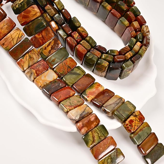10x20mm Red Creek Stone Rectangle Gemstone Beads Jewelry Making | 20Pcs Natural - Image 4