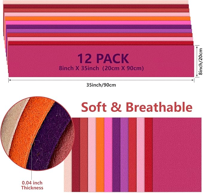12 Rolls 8"x35" Large Stiff Felt Sheets, 1mm Felt Fabric Sheet - Image 3