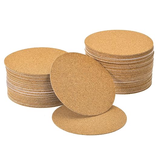 UXCELL 100 Pcs Self-Adhesive Cork Round, 3.75" x 3.75" Cork Tiles Backing Sheets by uxcell